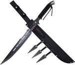 BLACK TACTICAL NINJA SWORD WITH KUNAI SET