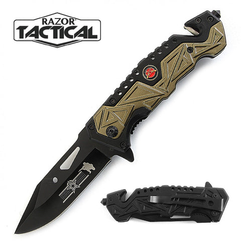 MARINE Folding Knife w/ Metal Handle