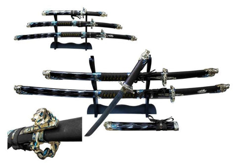 BLACK DRAGON HEAD 3PC KATANA SET