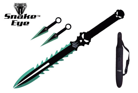 GREEN MACHETE WITH KUNAI THROWERS