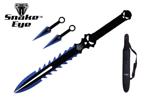 BLUE MACHETE WITH KUNAI THROWERS