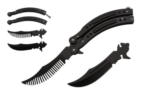 BLACK BALISONG WITH CHANGEABLE BLADES