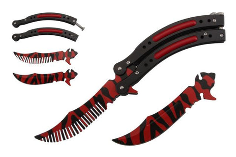 RED/BLACK BALISONG WITH CHANGEABLE BLADES